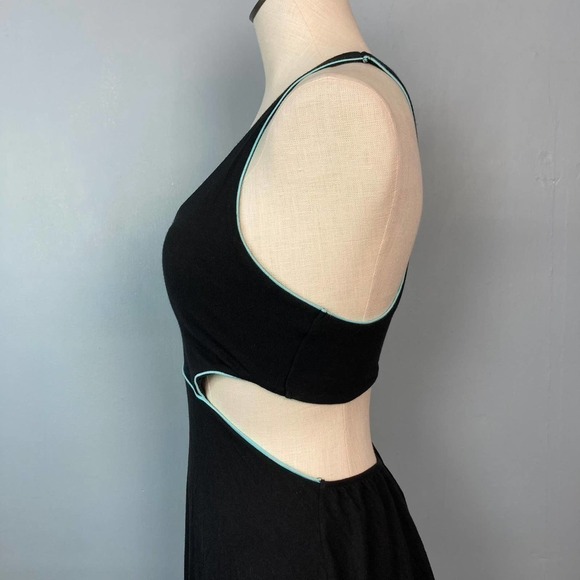 VICTORIA'S Secret Cutout Racerback Mini Skater Dress Black Turquoise Trim Size M - Picture 10 of 14